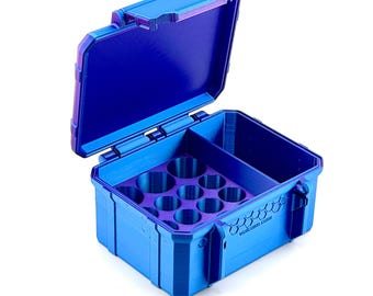 Mixed Vial Case | Personalized Lid Text Option | 12-Slot 3 ml + 3-Slot 5-10 ml Vial Case | Optional BAC Water Slot | GLP-1, Peptides
