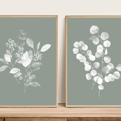 Printable Art Sage Green Botanical Print Set of 2 Prints Etsy
