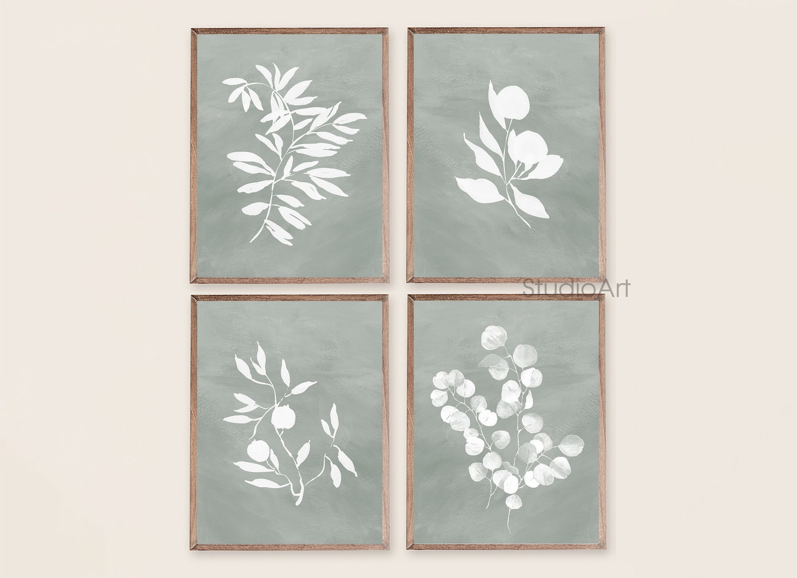 Printable Art Sage Green Botanical Art set of 4 prints | Etsy
