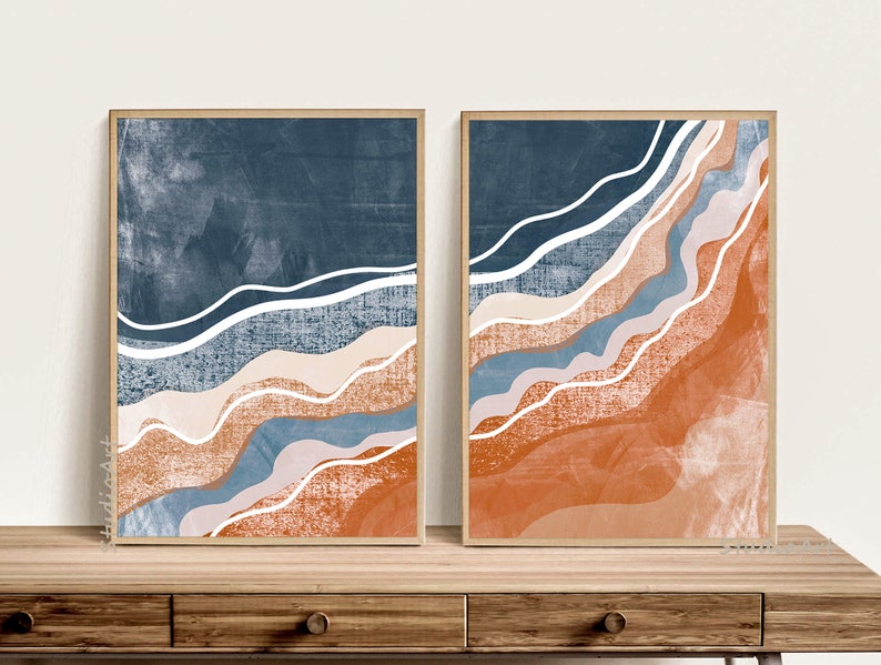 Boho Printable Art Mid Century Modern Beach Art Set of 5 Etsy
