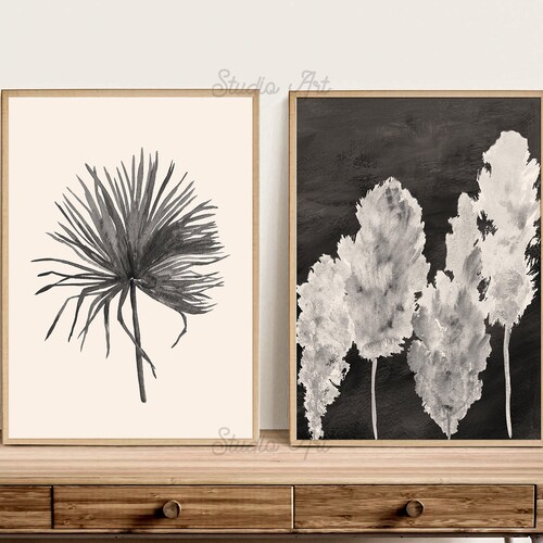 Printable Art Black and White Botanical Art Set of 2 Prints - Etsy