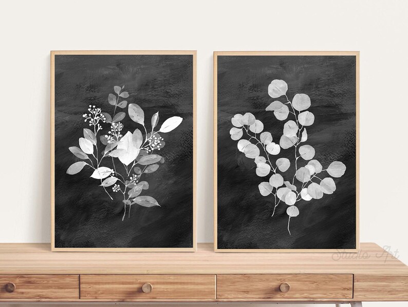 Printable Art Black White Botanical Print Set of 2 Prints - Etsy