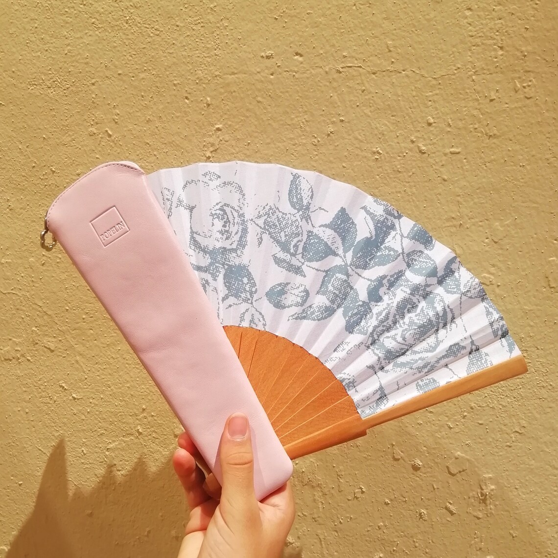Hand Fan Case Pink , 100 Soft Leather , Fashion Accessory , Gift for