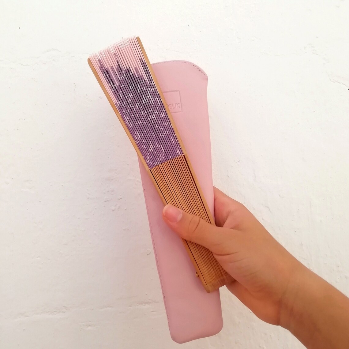 Hand Fan Case Pink , 100 Soft Leather , Fashion Accessory , Gift for