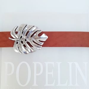 Belt with buckle, Tropic, Handmade, Soft leather, Silver plated, Contemporary design, Original gift for woman, Popelin, Barcelona.