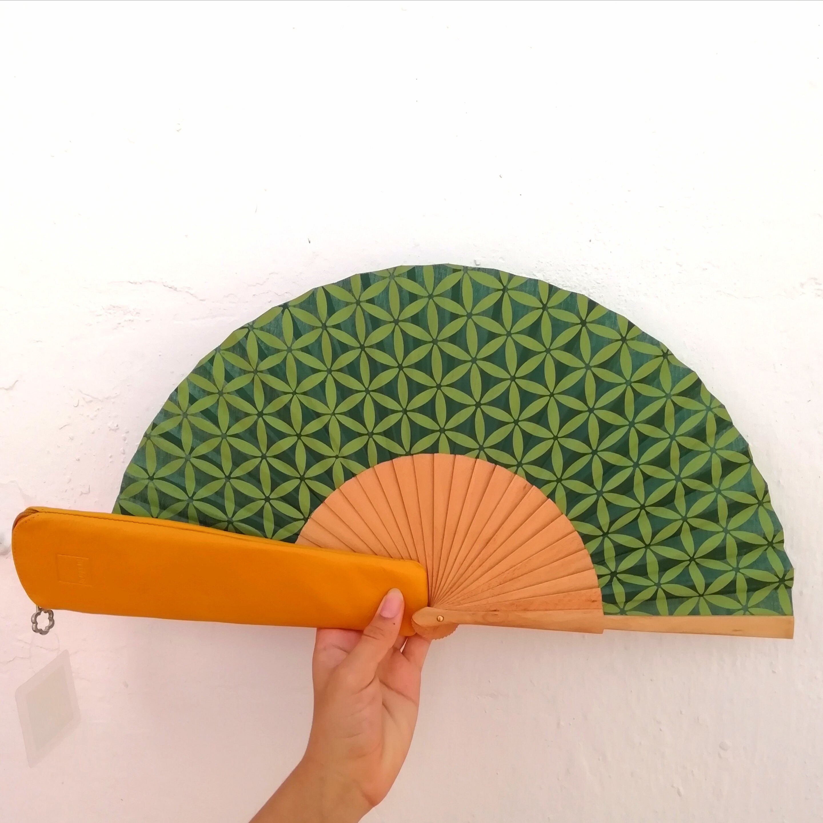 Hand Fan Case Mustard Fan Leather Case Fashion Etsy