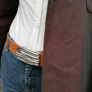 Belt with buckle, Nature, Handmade, Soft leather, Silver plated, Fashion accessory, For him and her, Popelin, Barcelona.