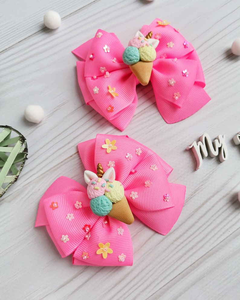 Ice Cream Hair Bow Spring Hair Clip Girls Hair Bow Baby Etsy