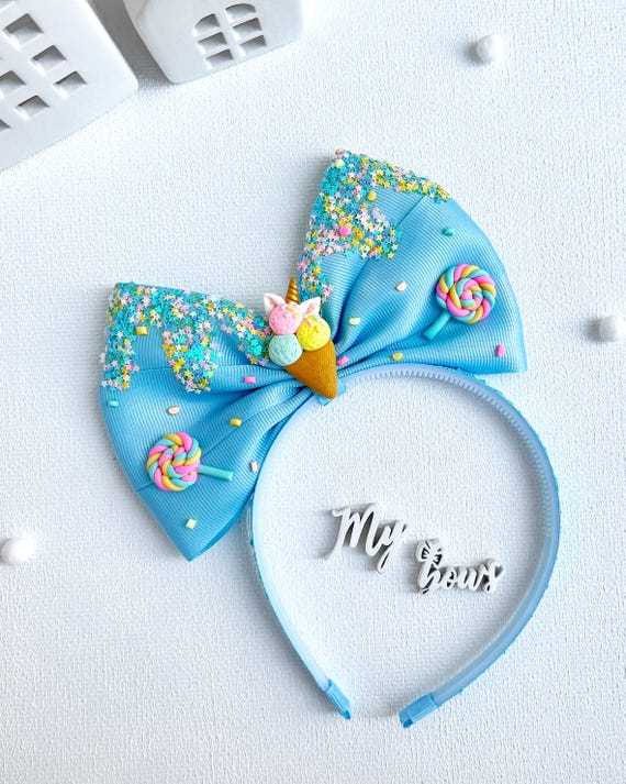 Candy Ice Cream Bow Headband: Polymer Clay Lollipop Hair Bow