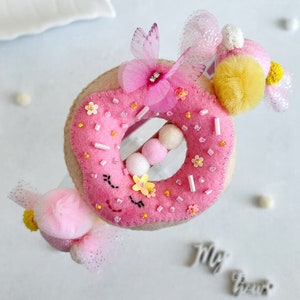 Felt Donut headband, Cute toddler donut headband, Donut Birthday Outfit, Candy bow, Candy party, Girls Hair Headband, Pink Girls Hair bow