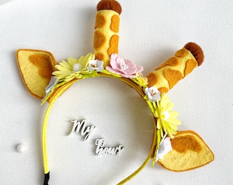 Balinco serre-tête girafe | serre-tête | serre-tête oreilles de girafe | ornements de cheveux | cornes de girafe | headwear | Carnaval Mardi gras Halloween Party