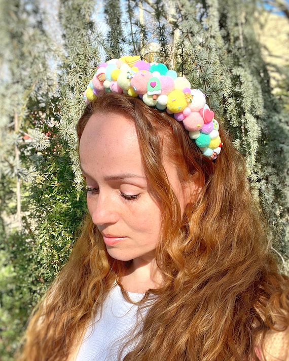Candy Pompom Headband: Cupcake Macaron Party Crown - Etsy display picture 3