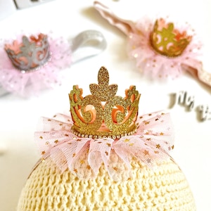 Glitter 1st Birthday Crown: Baby Girl Tiara, Gold or Silver crown