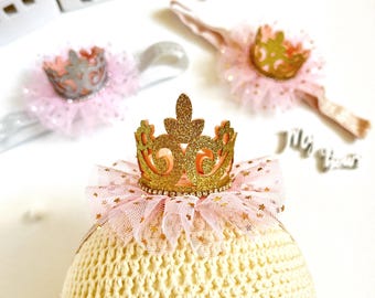 Glitter 1st Birthday Crown: Baby Girl Tiara, Gold or Silver crown
