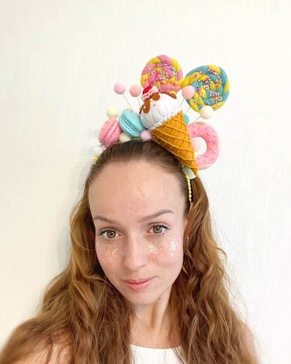 Deladola Buntes Perlen-Stirnband Mit Schleife – Bonbon-Mädchen-Haarband Für Party & Kostüm
