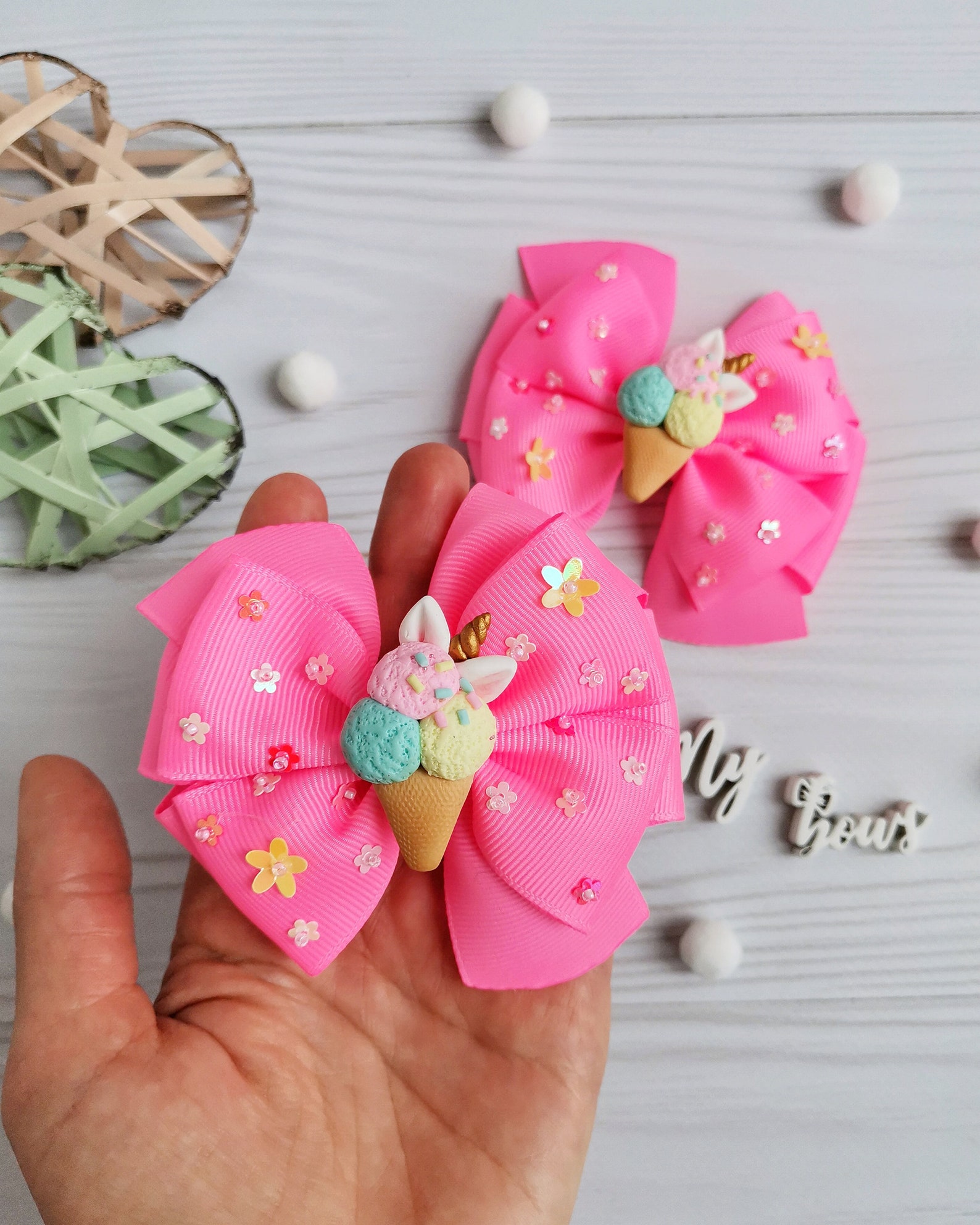 Ice Cream Hair Bow Spring Hair Clip Girls Hair Bow Baby Etsy