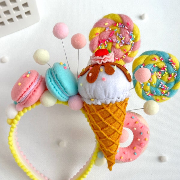 Candy girl headband, Ice Cream headpiece, Sweets Christmas headband, Candy Birthday Outfit, Ice cream bow, Candy party, Ice Cream costume