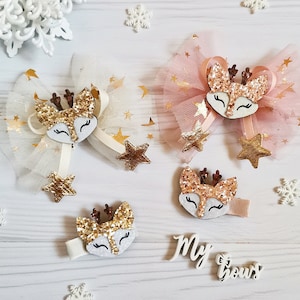 Weihnachten Deer Haarschleifen, Tüll Haarschleife, Kleinkind Weihnachten Haarschleifen, Mädchen Weihnachten Haarschleifen, Weihnachten Haarspangen, Weihnachten Mädchen Geschenk