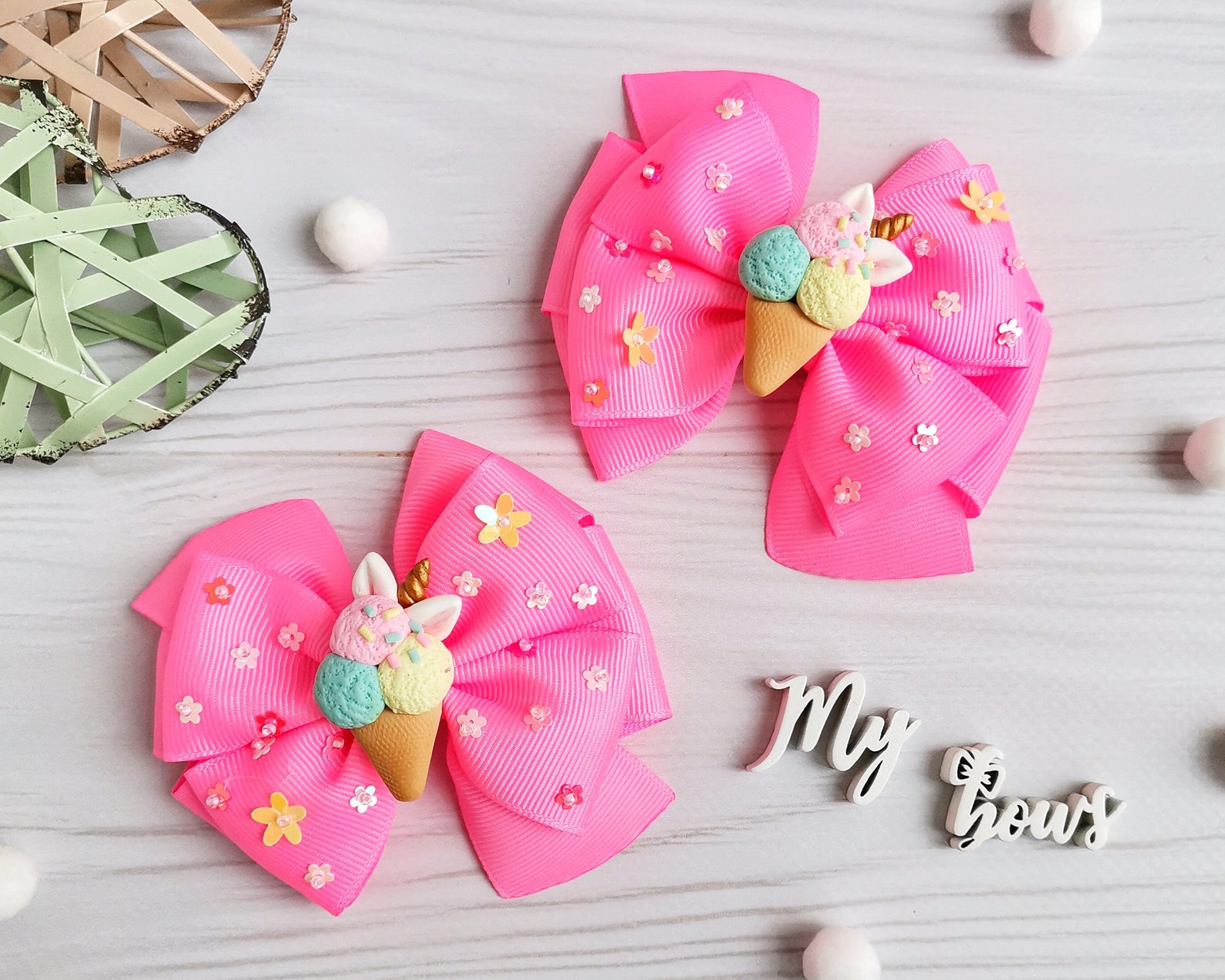 Ice Cream Hair Bow Spring Hair Clip Girls Hair Bow Baby Etsy