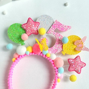 Birthday party crown, 5th 8th 10th 20th 50th birthday crown, Pink Birthday headband, Number Headband, Birthday party tiara