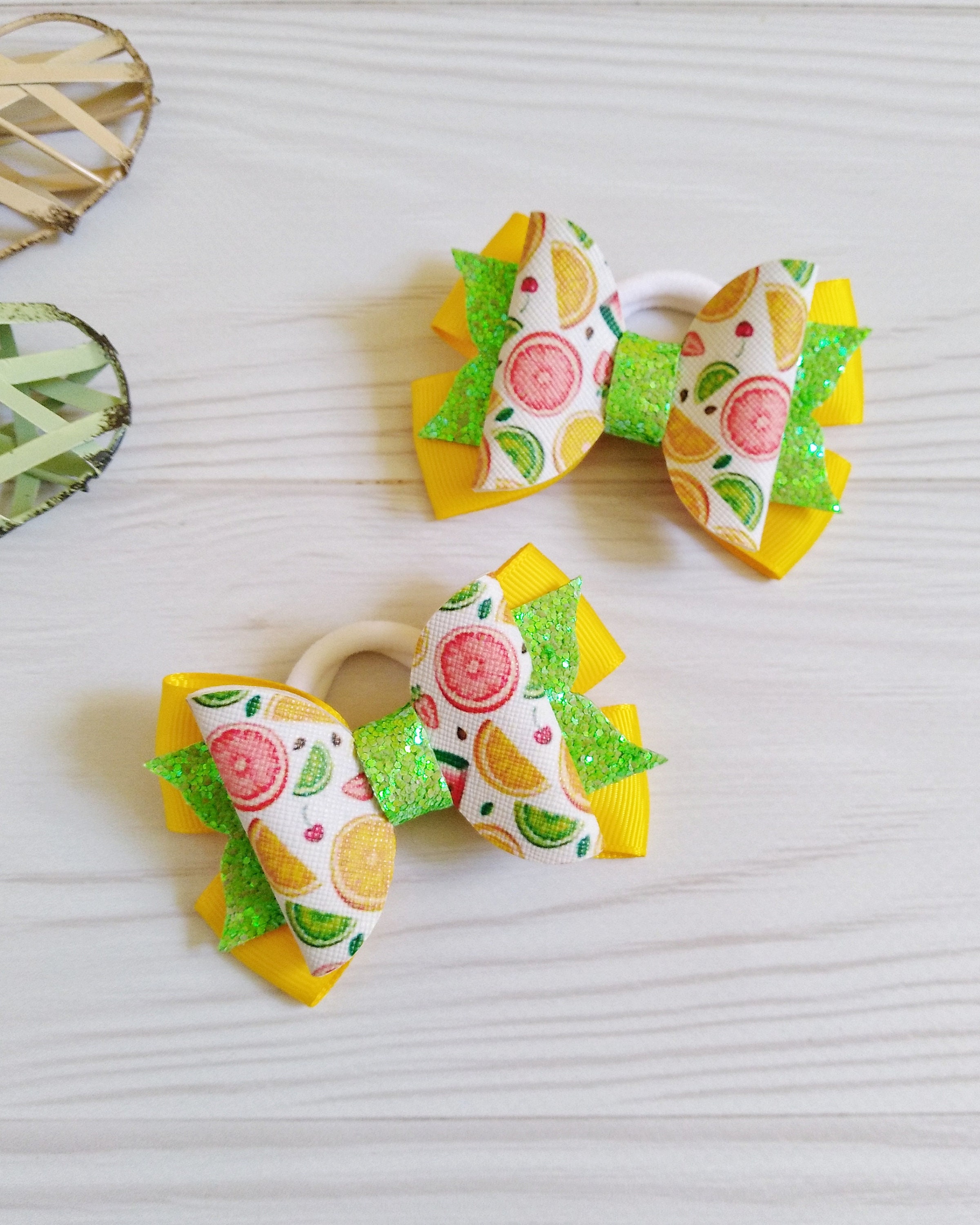 Set of 2 Summer Hair Bows Spring hair bow Girl's Hair Etsy