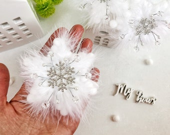 Fascia per capelli con fiocchi di neve ghiacciati Fasce per ragazze