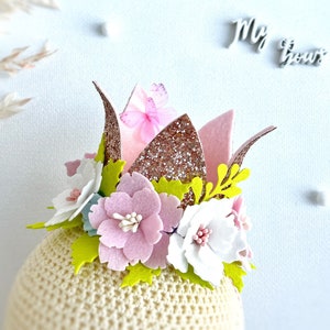 Floral Glitter Birthday Crown: Baby Girl First Birthday Tiara