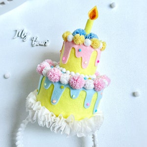 Taart verjaardagshoedje, hoofdband snoepmeisje, hoofddeksel cake, outfit snoepverjaardag, kroon verjaardagsfeestje, snoepfeest, taartkostuum