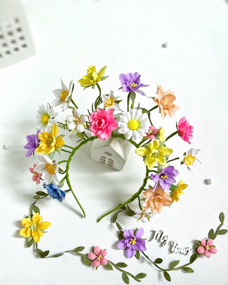 Flower Fairy Headband, Spring Flowers Halo, Flower Crown Headpieces ...