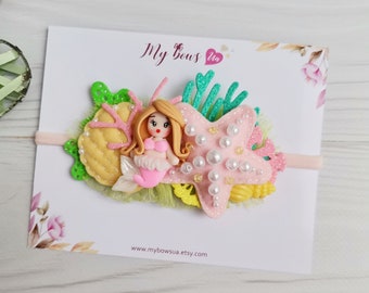 Kleine Meerjungfrau Stirnband, Meerjungfrau Nylon Stirnband, Baby Mädchen Haarband, Neugeborenen Stirnband, Neugeborenen Fotografie, See Haar