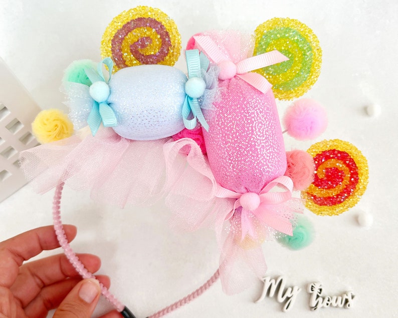 Candy girl headband, Christmas toddler headband, Candy Birthday Outfit, Candy bow, Candy party, Girls Hair Headband, Candy costume image 4