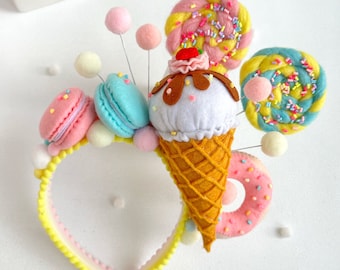 Candy Headband: Ice Cream, Macarons & Lollipops Party Headpiece