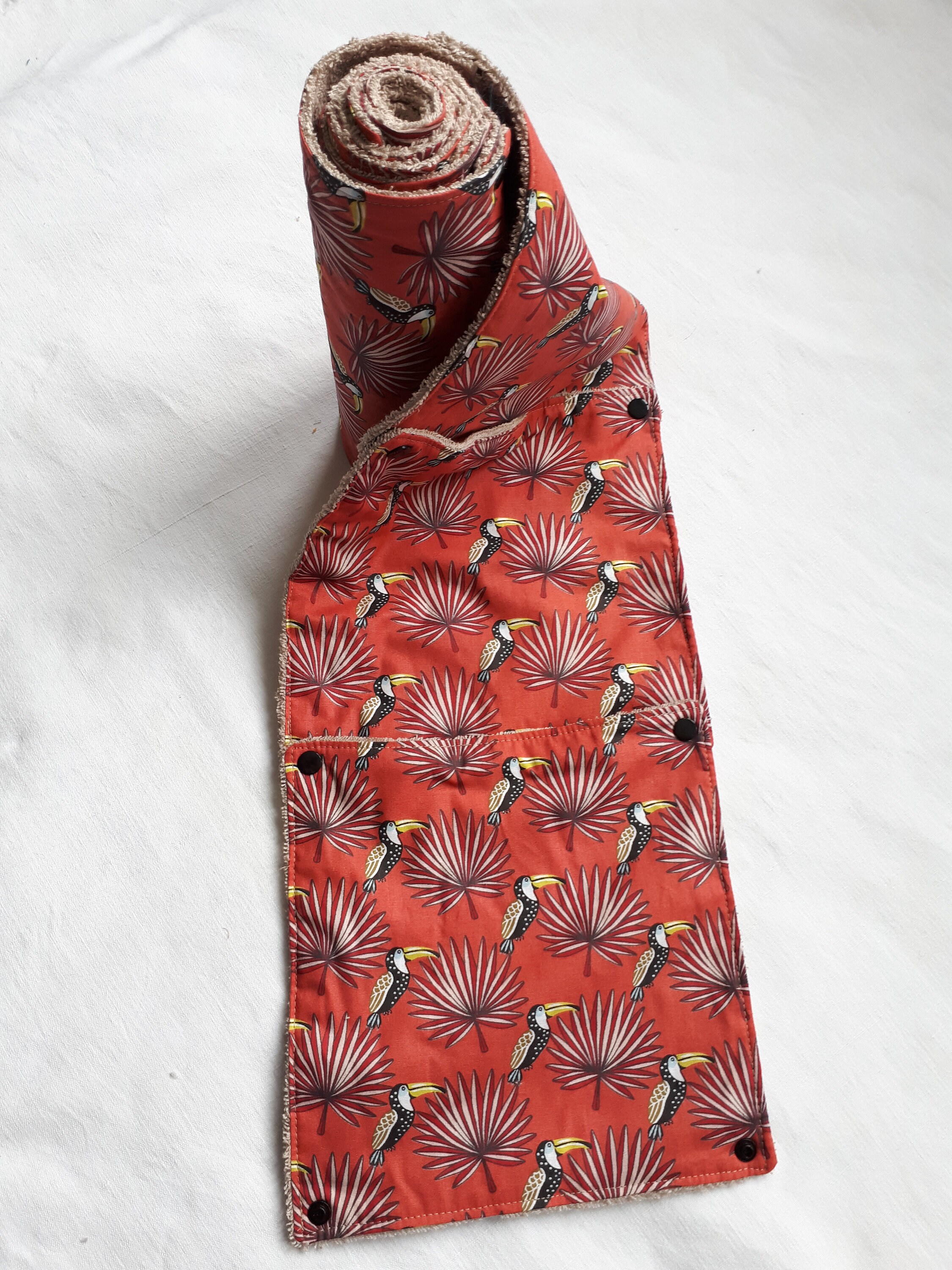 Rouleau Essuie Tout Lavable en Coton Réutilisable 8 Feuilles Pressions