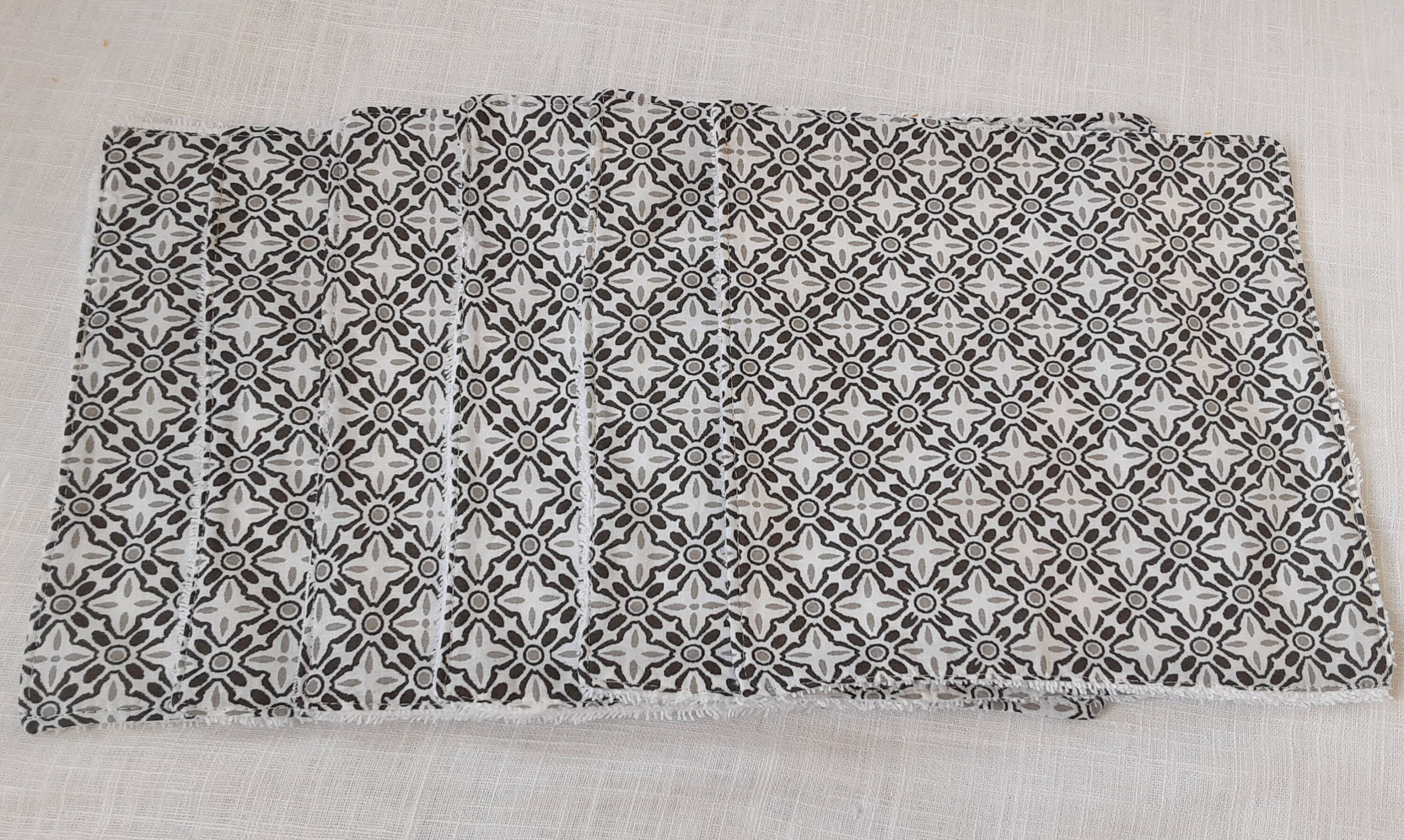 6 Feuilles Essuie Tout Lavable en Coton Réutilisable Imprimé Carré Ciment