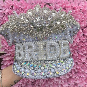 Silver/ Iridescent Bride HatHen Do HatHen Party HatCaptain HatMilitary hatBurning Man HatFestival Hat image 2