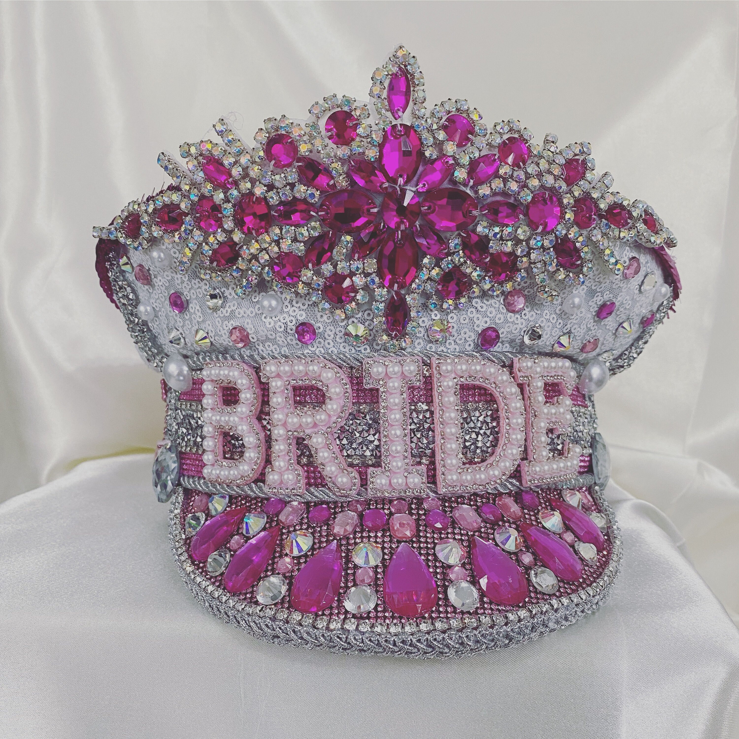 Captain\'s Hat Pretty in Pink Glam Rhinestone Linda Hot Pink Angel Eye Crystal & Sequin Embellished  main image 2