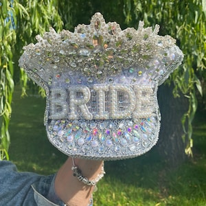 Silver/ Iridescent Bride HatHen Do HatHen Party HatCaptain HatMilitary hatBurning Man HatFestival Hat image 4