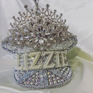 Silver/ Iridescent Bride HatHen Do HatHen Party HatCaptain HatMilitary hatBurning Man HatFestival Hat image 7