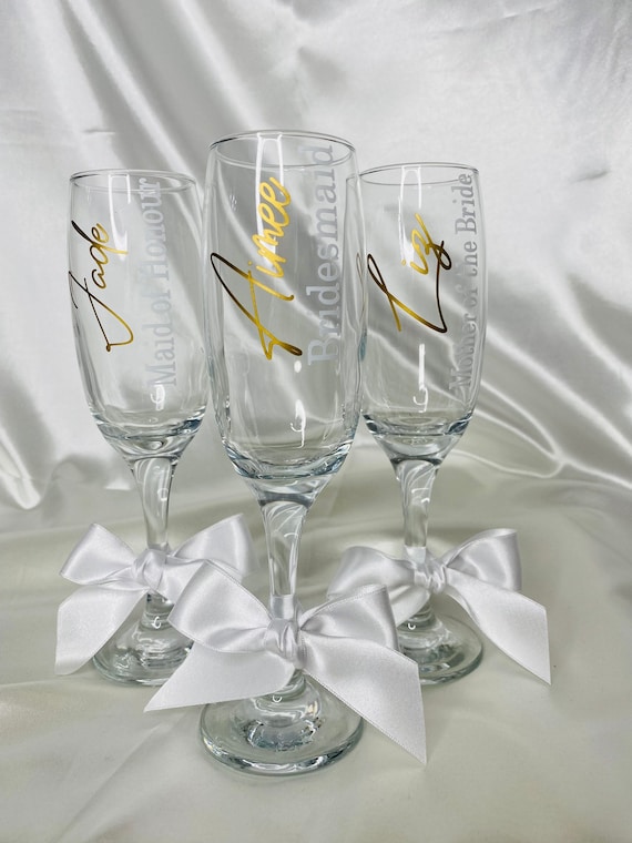 Engraved Personalized Champagne Flute for Bridesmaid/Wedding Party