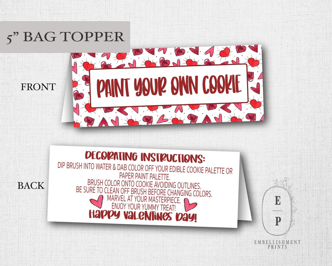 PYO Cookie Instruction Printable 5in Bag Topper Paint Your | Etsy