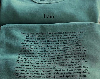 Light Green 'I Am' Affirmation Crewneck: Comfort Colors Cotton Blend
