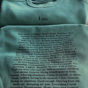 Light Green I Am Affirmation Crewneck - Self Love Self Care - Love Yourself - Mental Health Matters - Positive thinking - Gifts for Her Gift