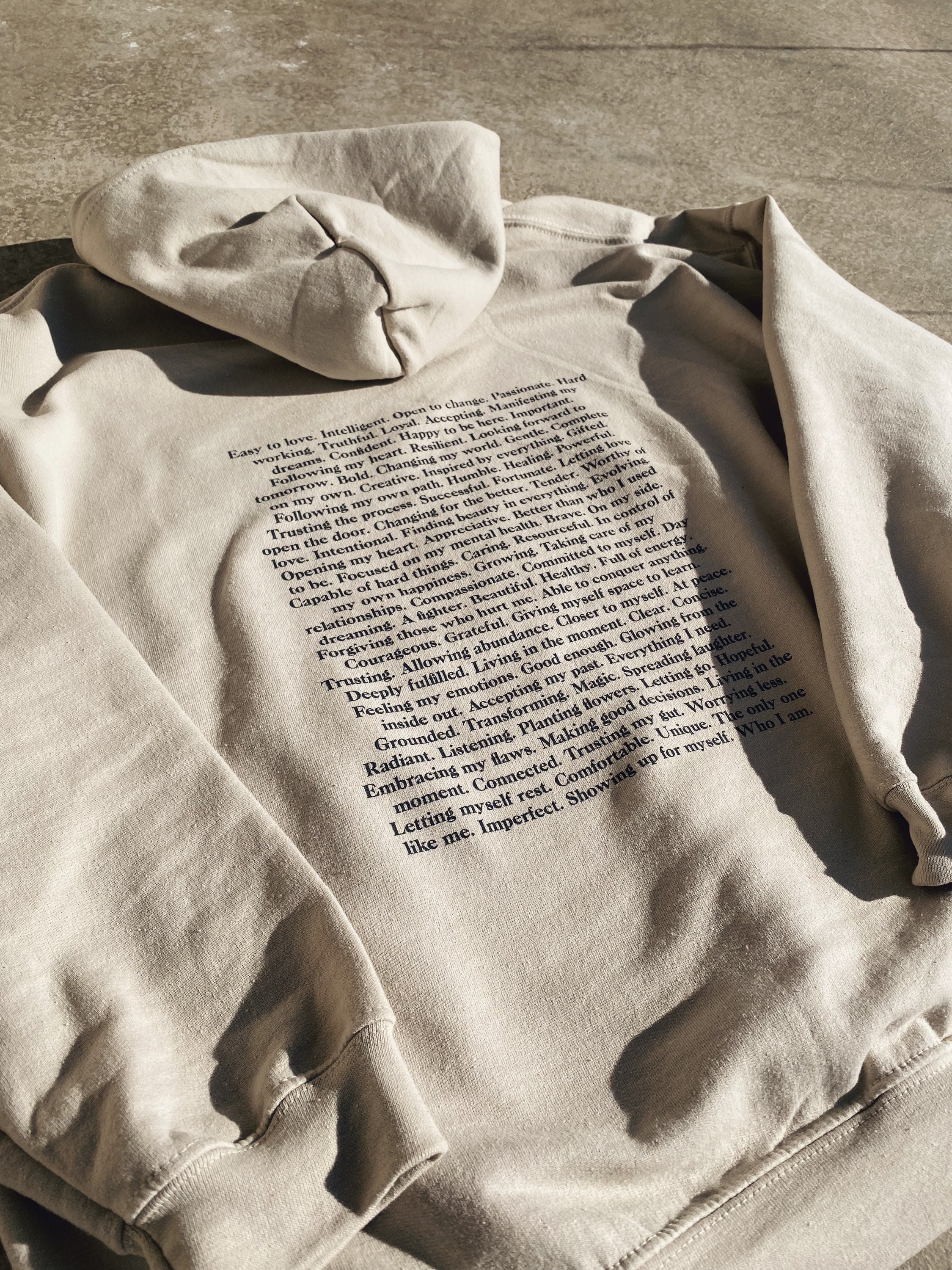 Sand 'I Am' Affirmation Hoodie — SaveMeSomeHoney