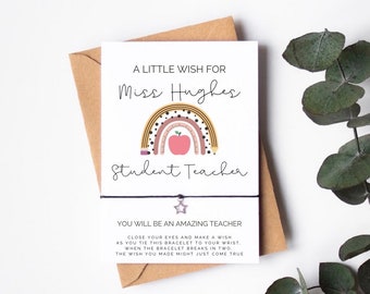 Personalised Student teacher Wish Bracelet / Teacher string bracelet / student teacher card / student teacher gift