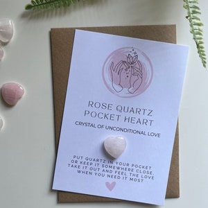 Rose quartz, rose quartz heart / rose quartz card / rose quartz gift / love gift / crystal gift