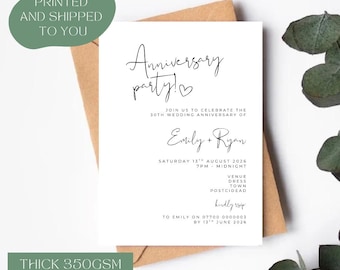 Wedding Anniversary Invitation: White Card  Invite, 5x7 (Digital Available)
