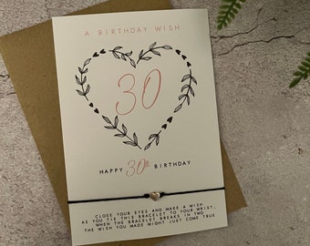 Birthday Wish Bracelet | String Bracelet | 30th Birthday | 30th birthday card | 30th Birthday gift | 30 Wish bracelet