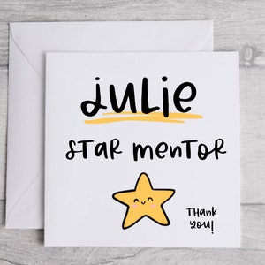 Personalised mentor card / Thank you mentor / mentor gift / mentor card / star mentor