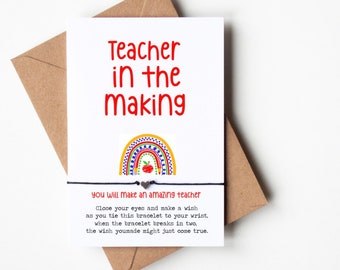 Student teacher Wish Bracelet / Teacher string bracelet / student teacher card / student teacher gift / teacher in the making