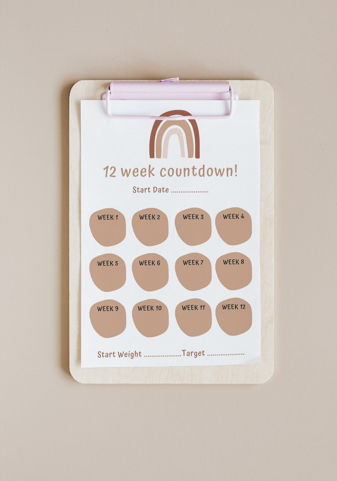 12 Week Weight Loss Countdown Tracker / Digital Download / Printable ...